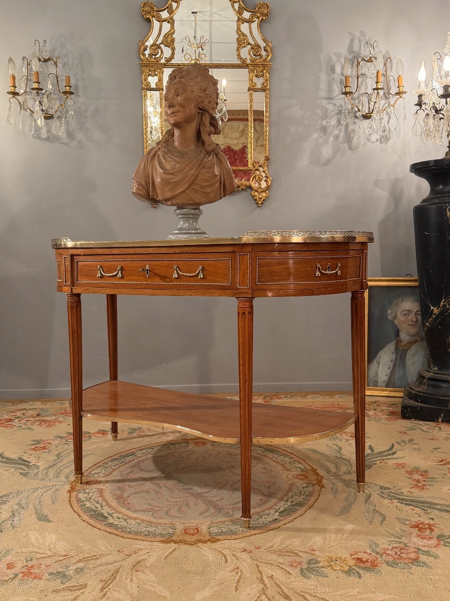 Fidelys Schey, Important Mahogany Console Stamped Louis XVI Period, Circa 1780-photo-5