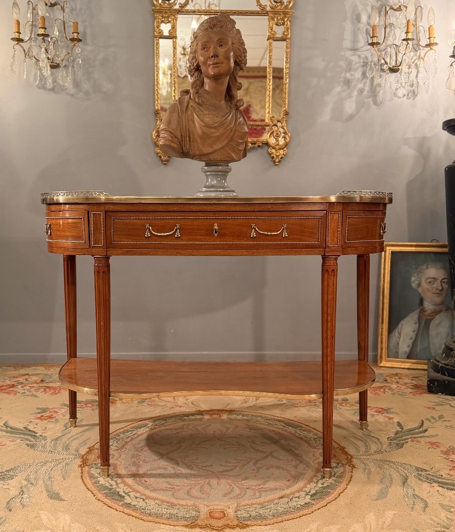 Fidelys Schey, Important Mahogany Console Stamped Louis XVI Period, Circa 1780