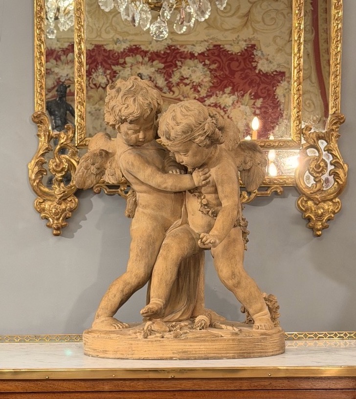 Important 19th-century Patinated Terracotta Group Of Putti 