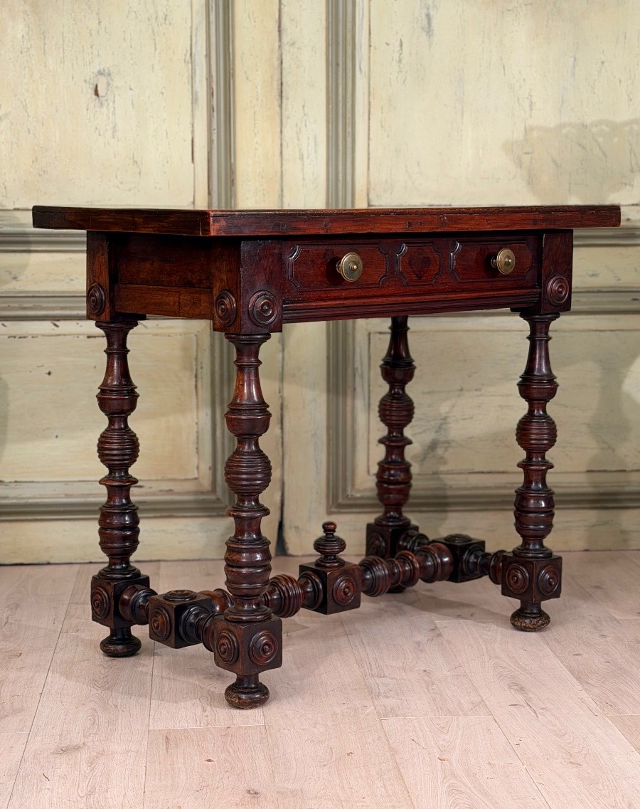 Console Table en Noyer Sculpté d'Epoque XVIIème Siècle-photo-4
