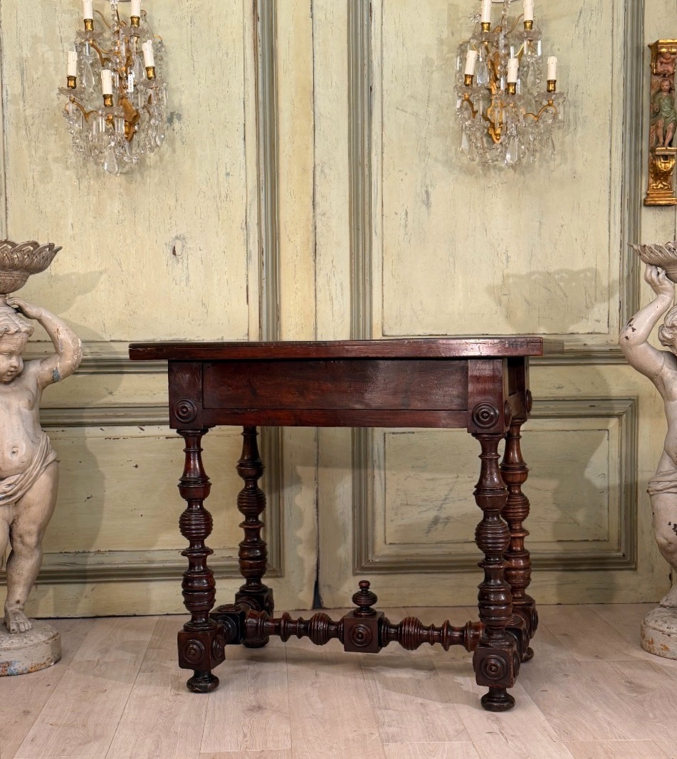 Console Table en Noyer Sculpté d'Epoque XVIIème Siècle-photo-1