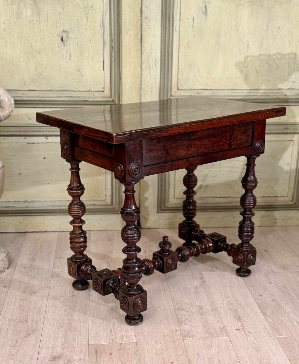 Console Table en Noyer Sculpté d'Epoque XVIIème Siècle-photo-2