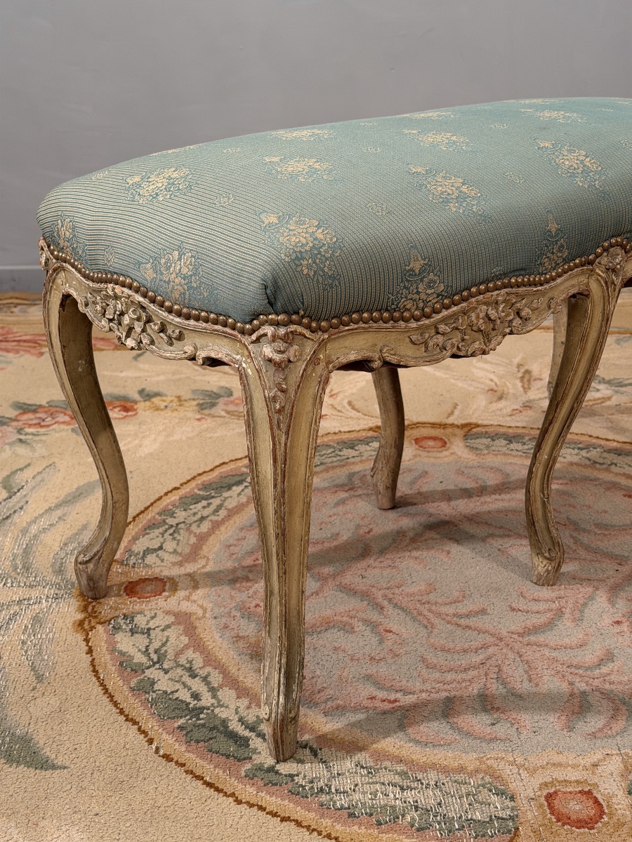 Banquette en Bois Laqué de Style Louis XV, XIXème-photo-1