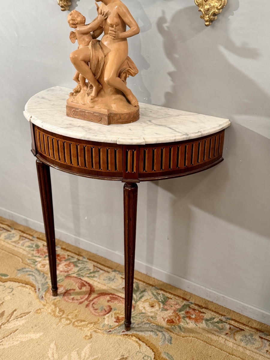 Console Demi Lune en Acajou d'Epoque Louis XVI, Vers 1780-photo-1