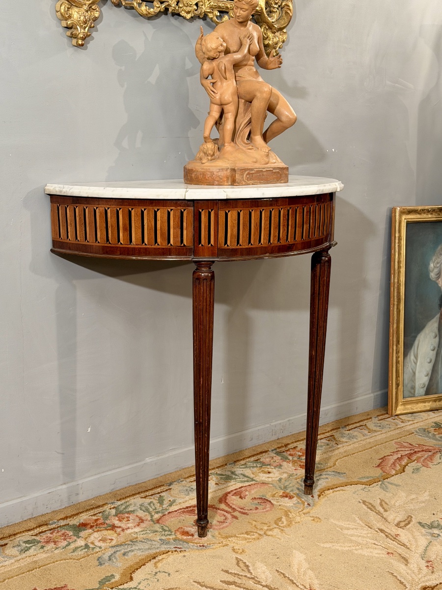 Console Demi Lune en Acajou d'Epoque Louis XVI, Vers 1780-photo-3