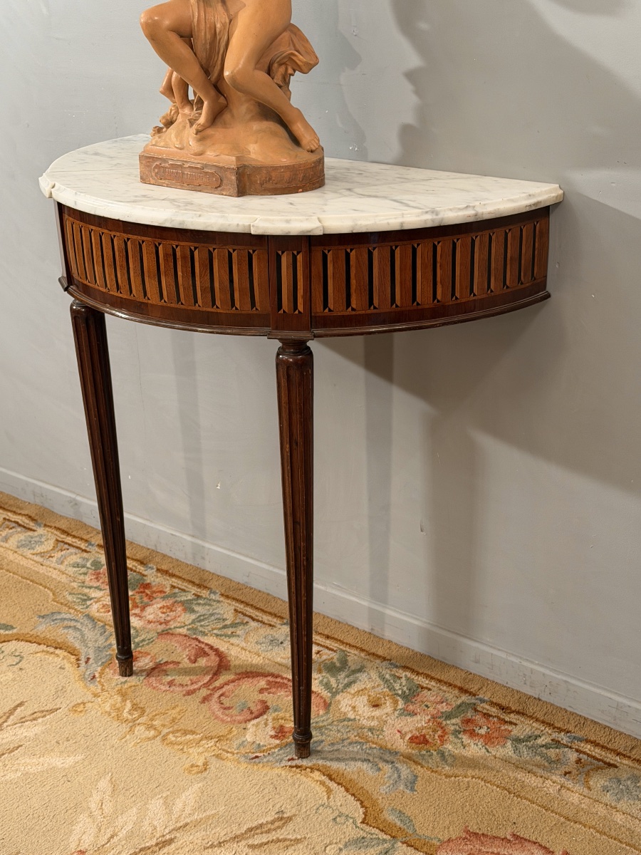 Console Demi Lune en Acajou d'Epoque Louis XVI, Vers 1780-photo-4