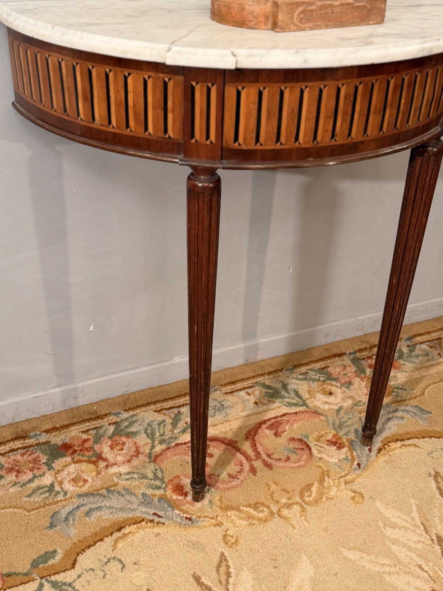 Console Demi Lune en Acajou d'Epoque Louis XVI, Vers 1780-photo-7