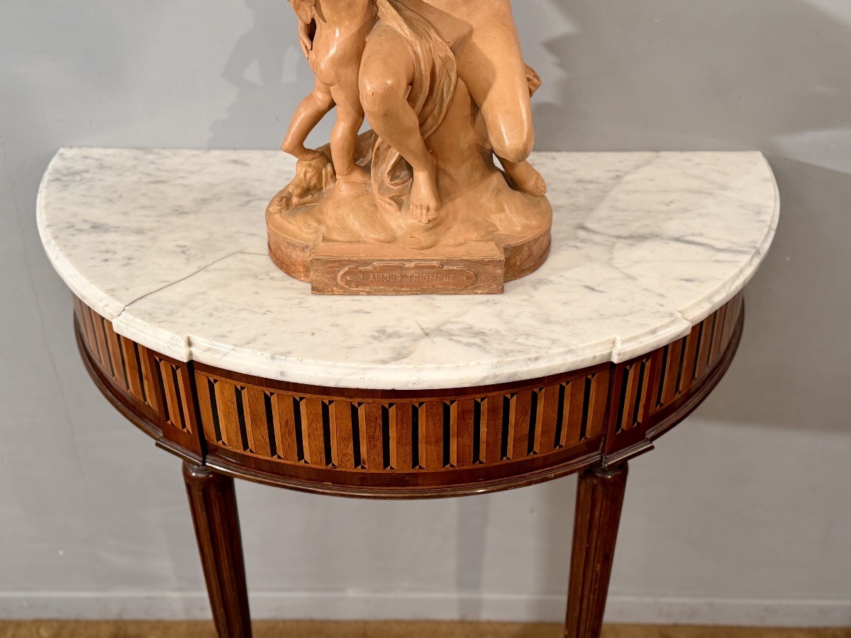 Console Demi Lune en Acajou d'Epoque Louis XVI, Vers 1780-photo-2