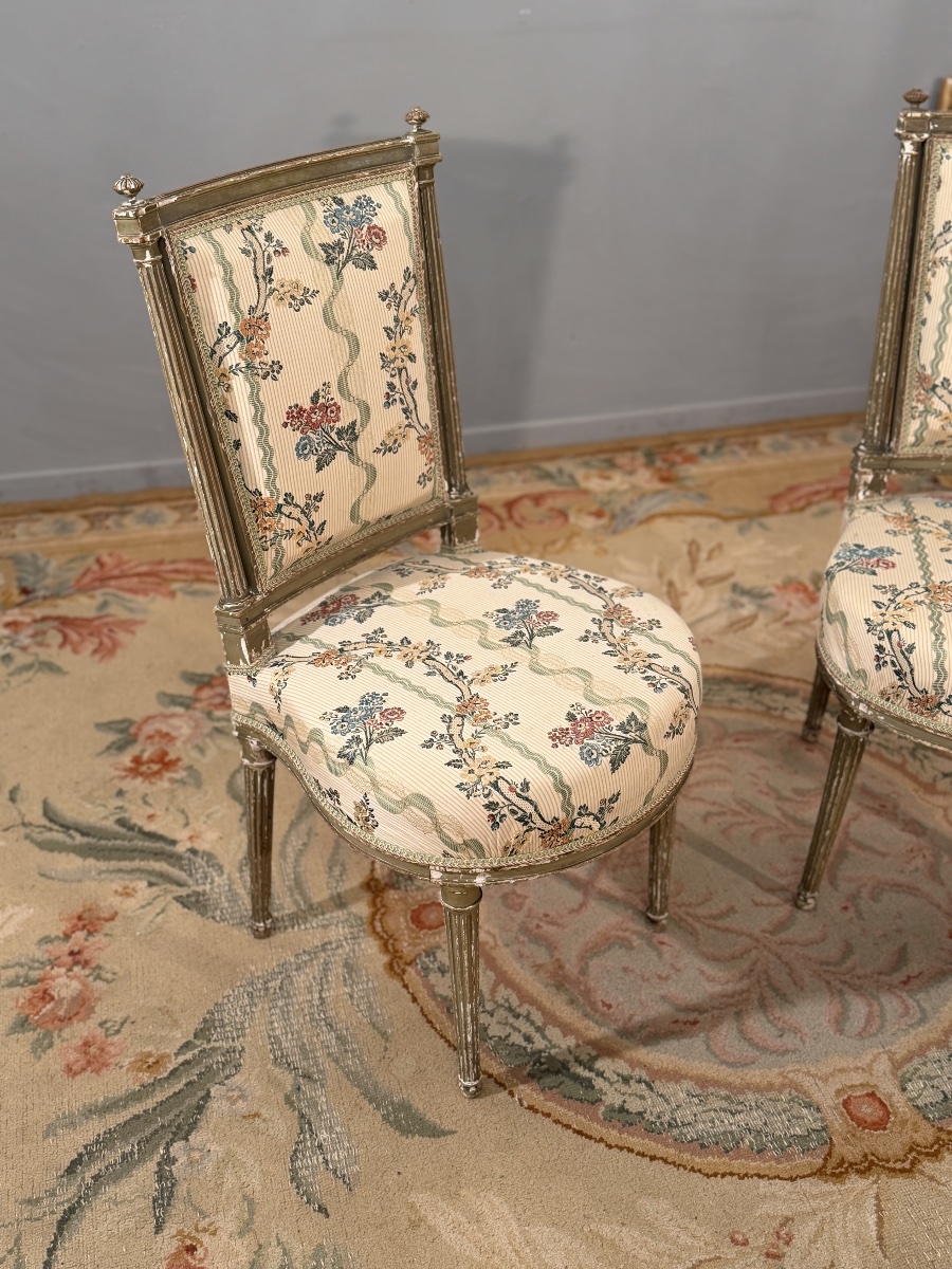Henri Jacob, Paire de Chaises en Bois Laqué Estampillées d'Epoque Louis XVI, Vers 1780-photo-2
