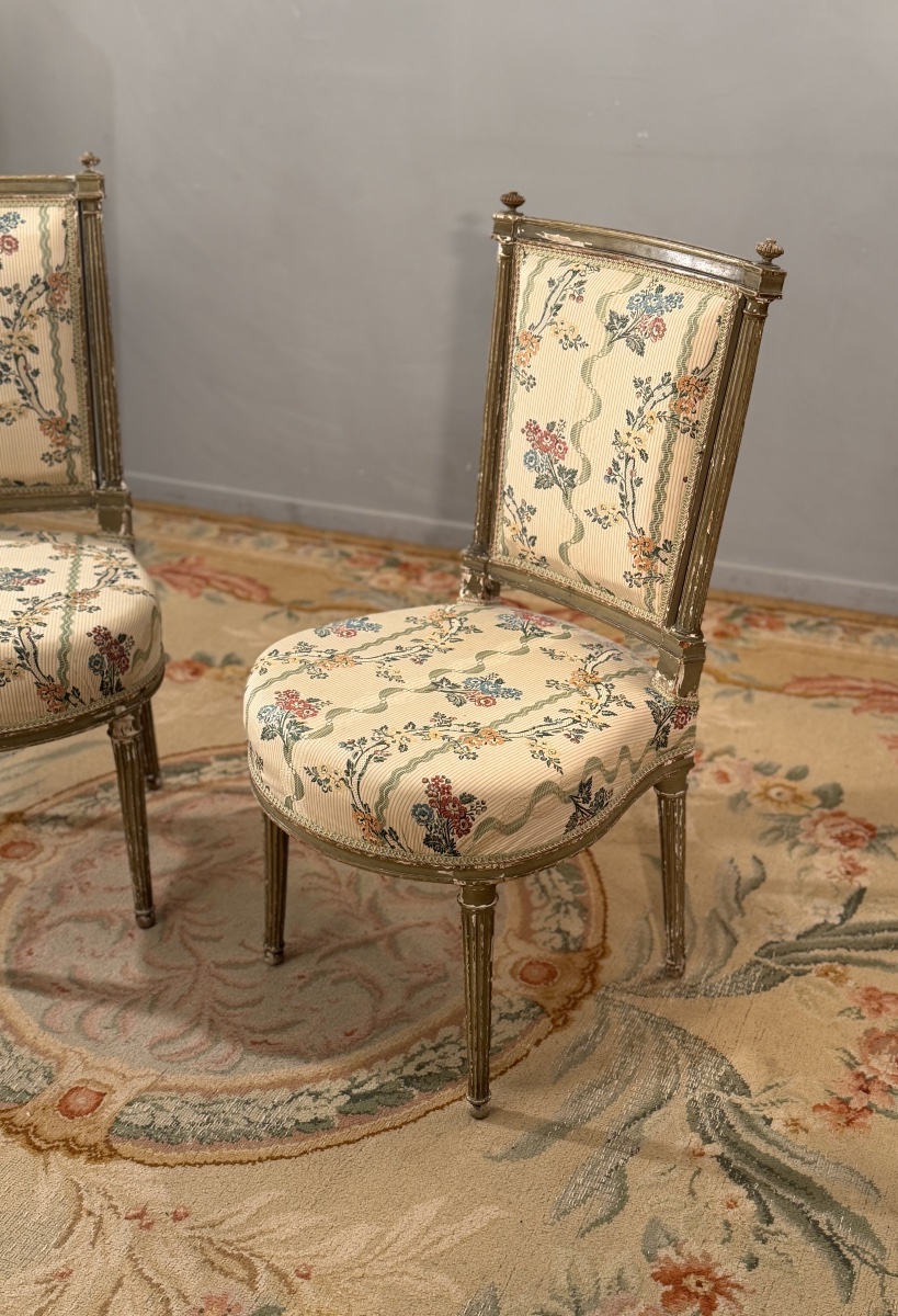 Henri Jacob, Paire de Chaises en Bois Laqué Estampillées d'Epoque Louis XVI, Vers 1780-photo-3