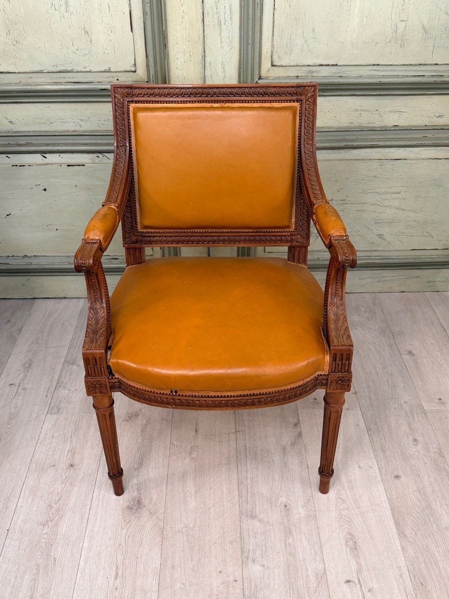 Fauteuil de Cabinet en Acajou de Style Louis XVI, Vers 1900-photo-4