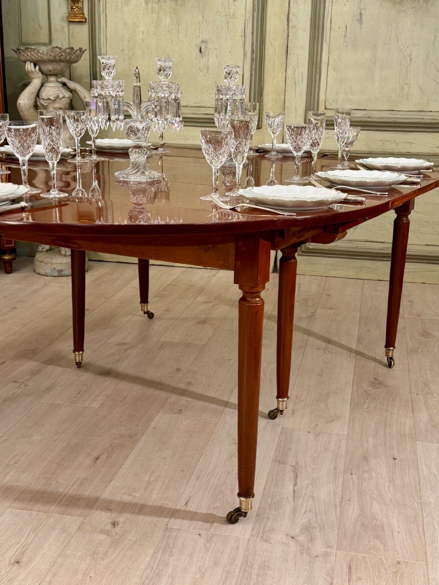 Importante Table en Acajou à Allonges d'Epoque Louis XVI, Vers 1780 (4,38m)-photo-2