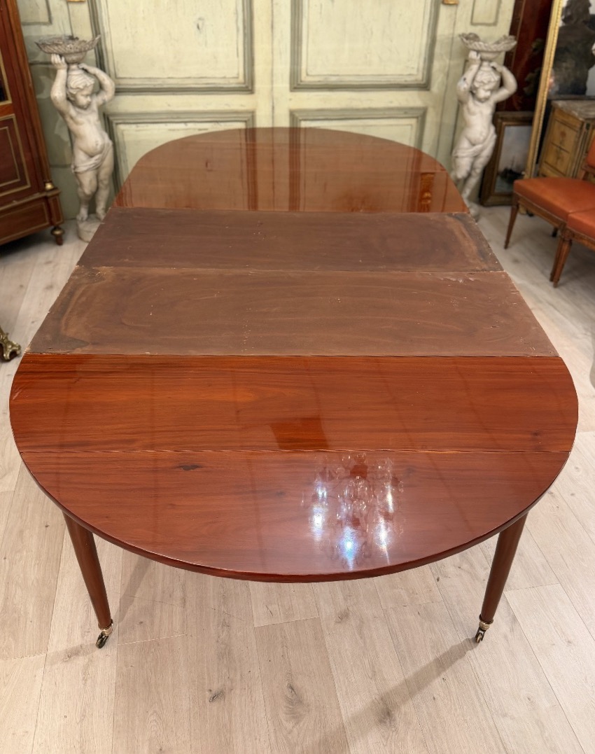 Importante Table en Acajou à Allonges d'Epoque Louis XVI, Vers 1780 (4,38m)-photo-3