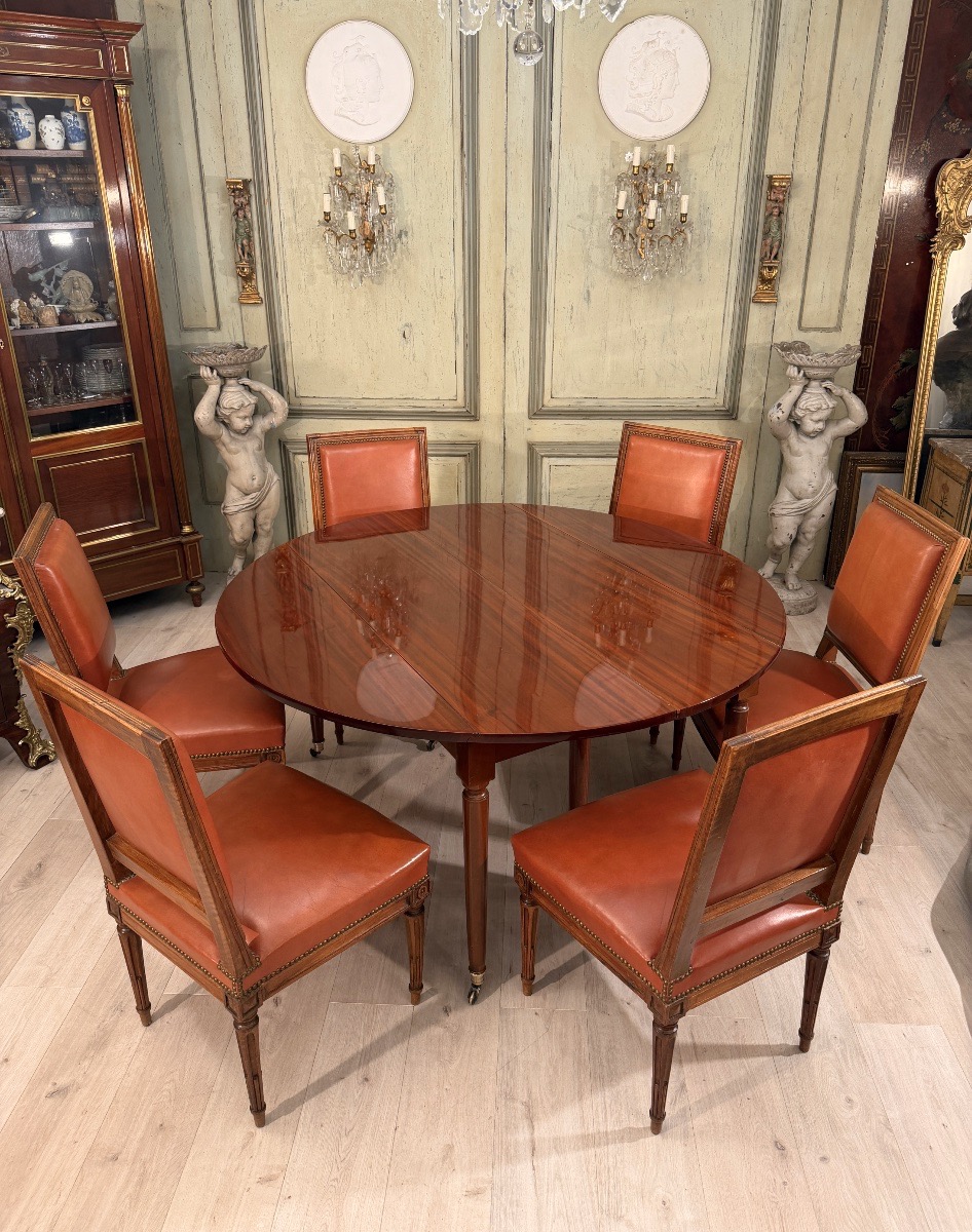 Importante Table en Acajou à Allonges d'Epoque Louis XVI, Vers 1780 (4,38m)-photo-7