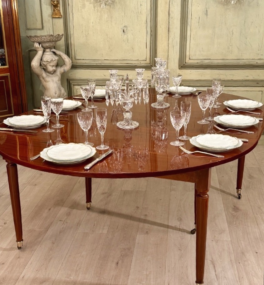 Importante Table en Acajou à Allonges d'Epoque Louis XVI, Vers 1780 (4,38m)