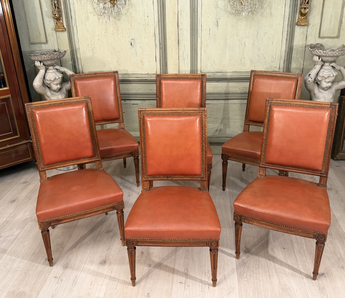 Set Of Six Louis XVI-era Walnut Chairs, Circa 1780-photo-3