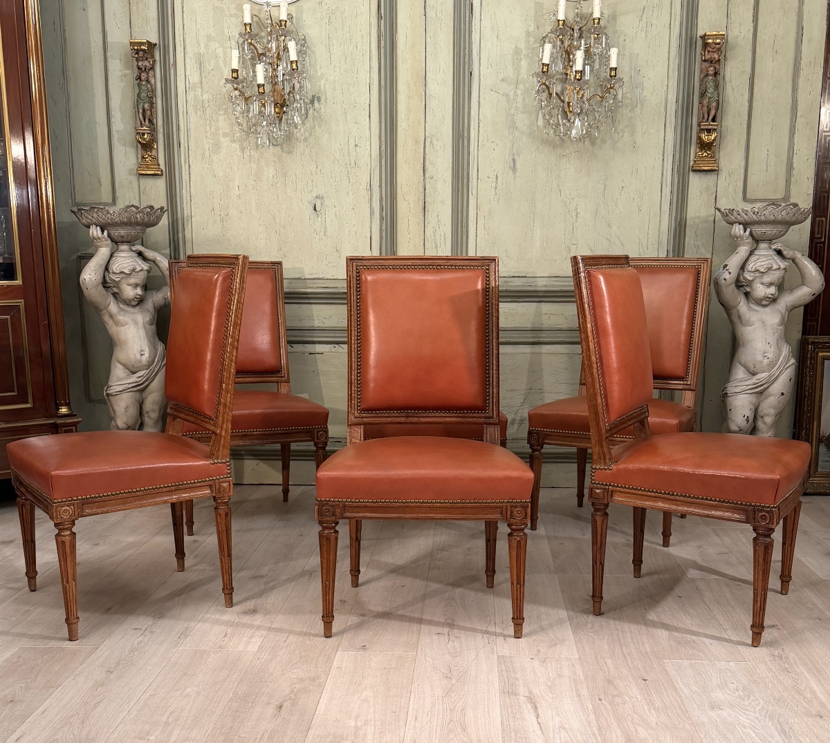 Set Of Six Louis XVI-era Walnut Chairs, Circa 1780-photo-4