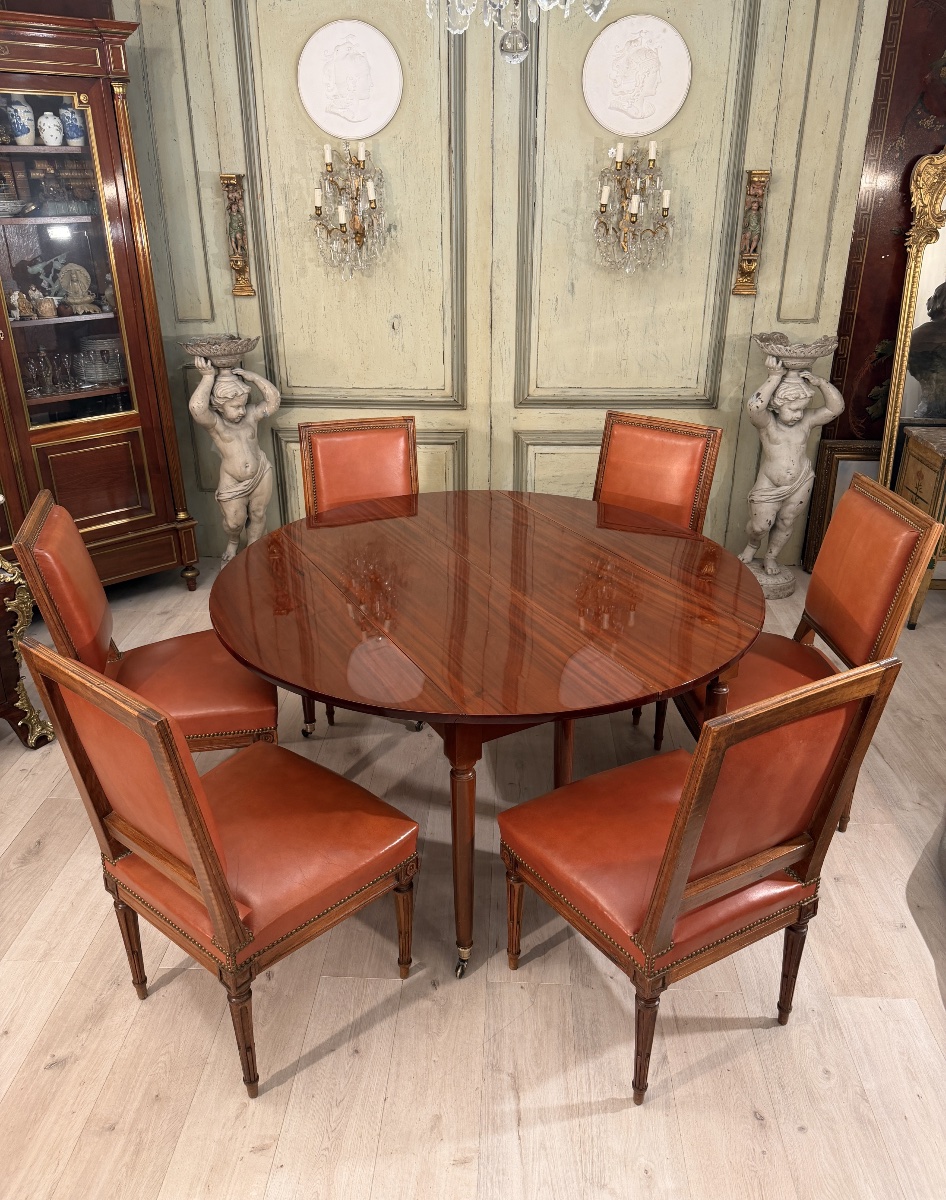Set Of Six Louis XVI-era Walnut Chairs, Circa 1780-photo-7