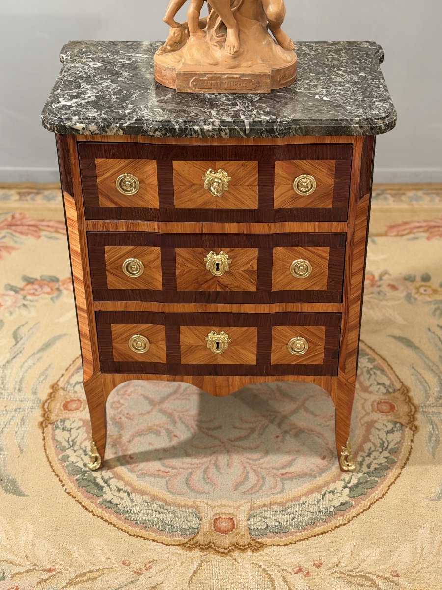 Commode en Marqueterie d'Epoque Transition Louis XV Louis XVI Vers 1760-photo-4