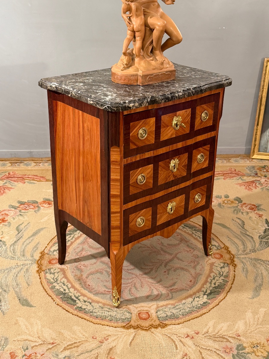 Commode en Marqueterie d'Epoque Transition Louis XV Louis XVI Vers 1760-photo-7