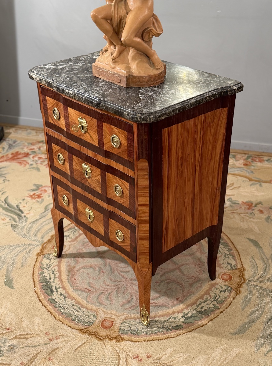 Commode en Marqueterie d'Epoque Transition Louis XV Louis XVI Vers 1760-photo-3