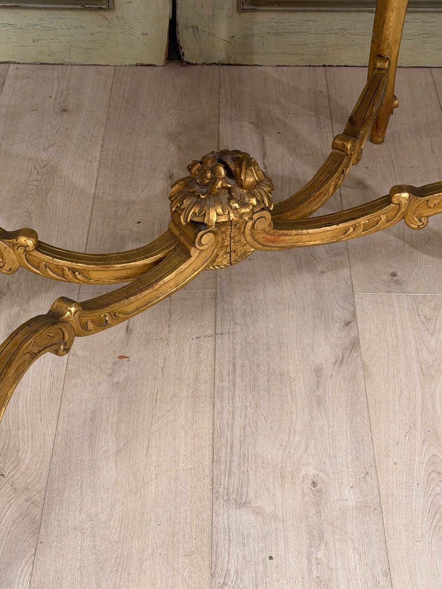 Louis XV-style Gilded Wooden Coffee Table, Napoleon III Period-photo-3
