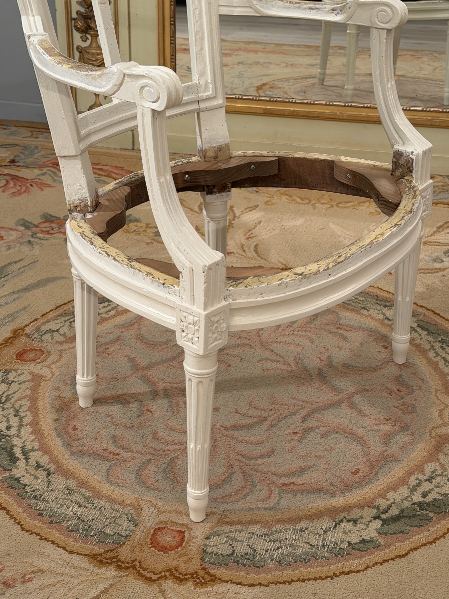 DELAUNAY Jean-Baptiste, Siège  Chassis en Bois Laqué Estampillé d'Epoque Louis XVI, Vers 1780-photo-4