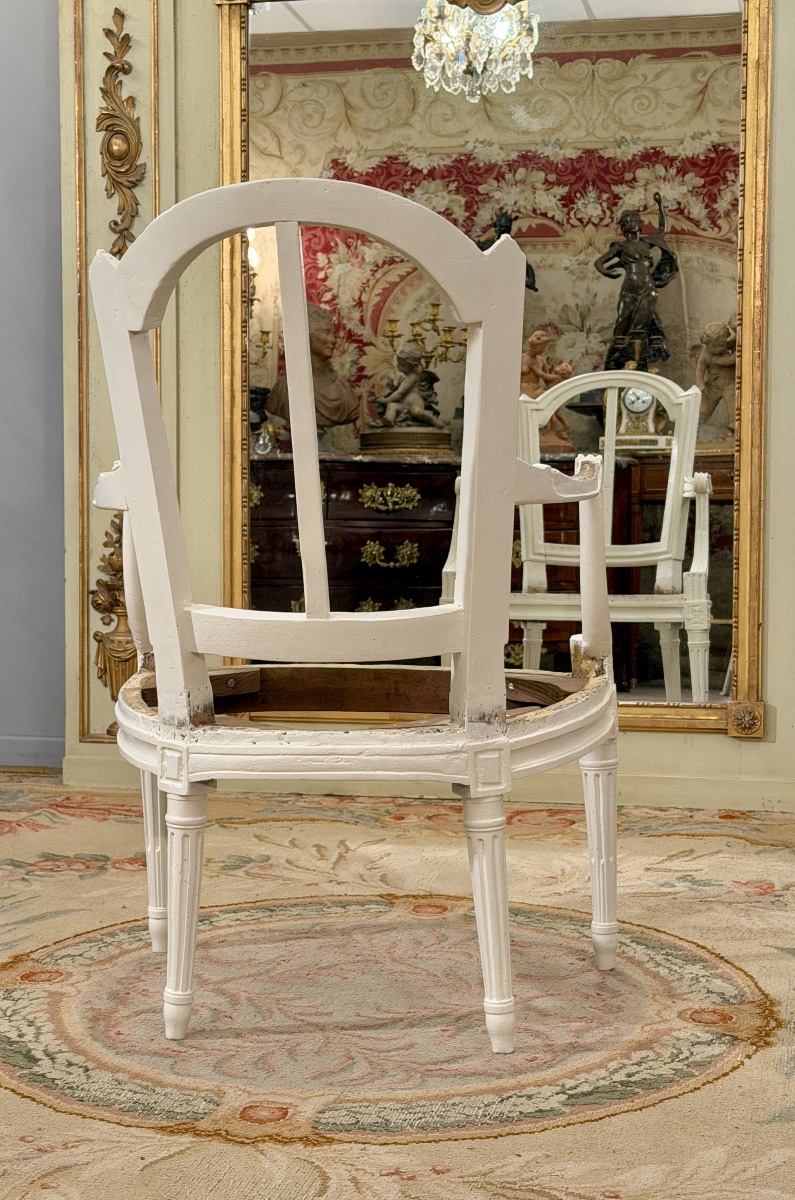DELAUNAY Jean-Baptiste, Siège  Chassis en Bois Laqué Estampillé d'Epoque Louis XVI, Vers 1780-photo-1
