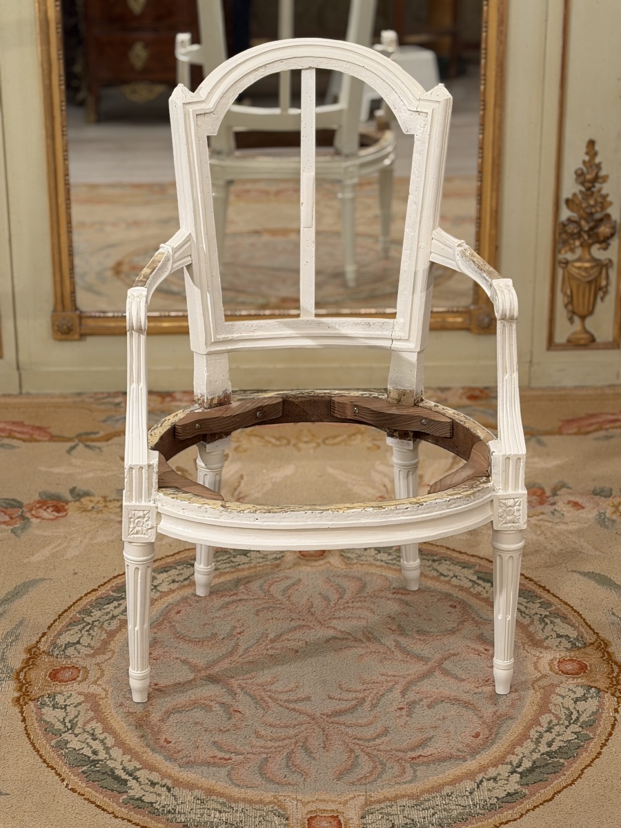 DELAUNAY Jean-Baptiste, Siège  Chassis en Bois Laqué Estampillé d'Epoque Louis XVI, Vers 1780-photo-3