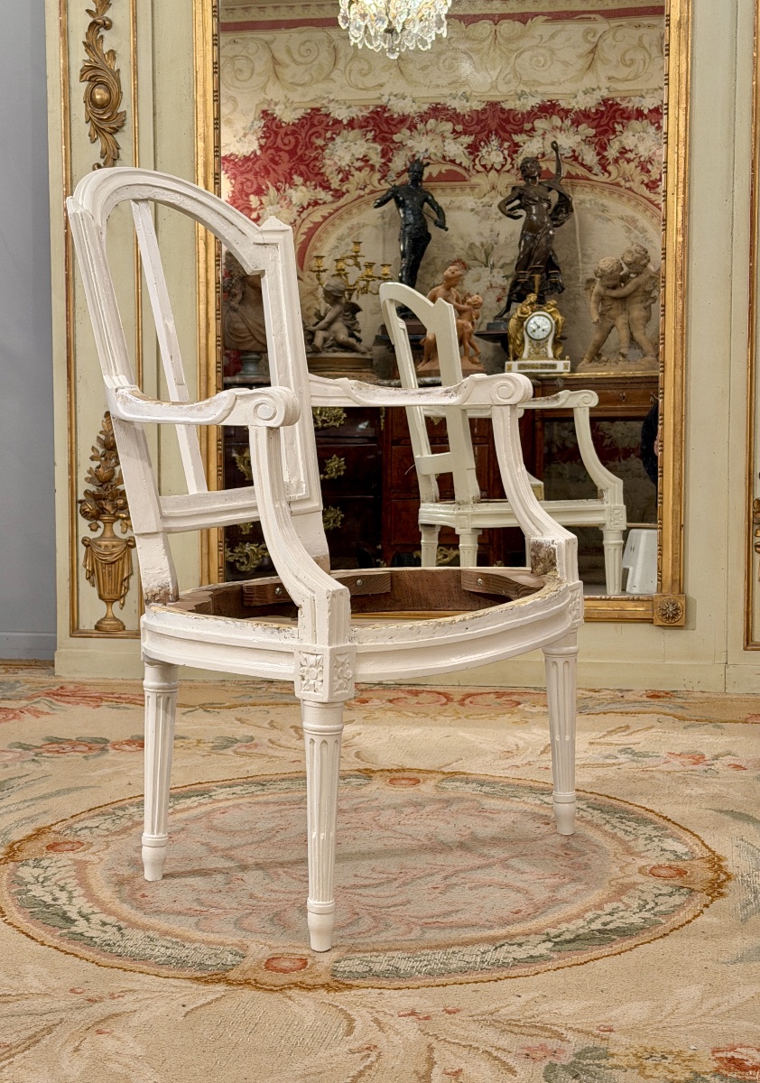 DELAUNAY Jean-Baptiste, Siège  Chassis en Bois Laqué Estampillé d'Epoque Louis XVI, Vers 1780