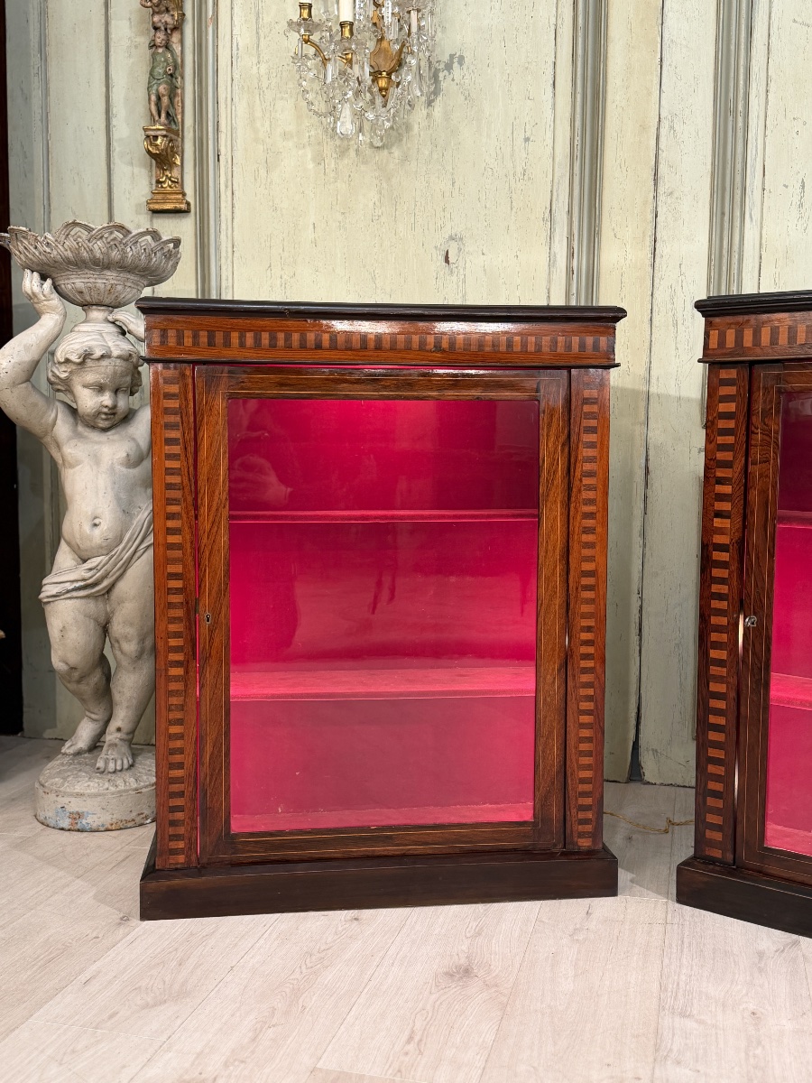 Paire de Vitrines de Collectionneur en Palissandre, Epoque Napoléon III-photo-3