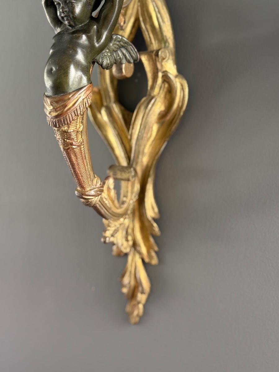 Paire d'Appliques Aux Angelots en Bronze, d'Epoque Napoléon III-photo-5