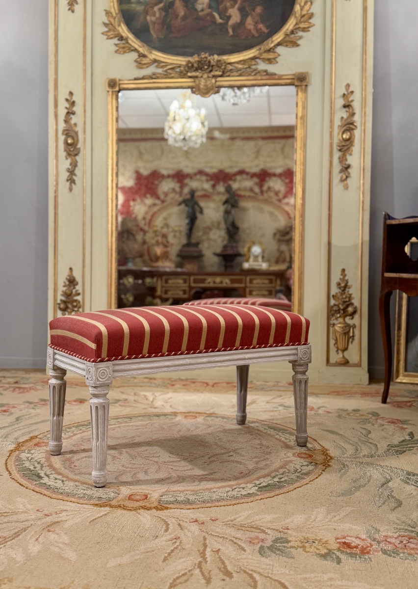 Banquette en Bois Laqué d'Epoque Louis  XVI, Vers 1780-photo-2