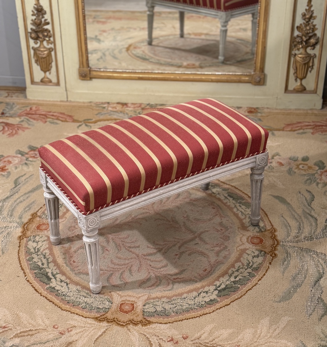 Banquette en Bois Laqué d'Epoque Louis  XVI, Vers 1780-photo-1
