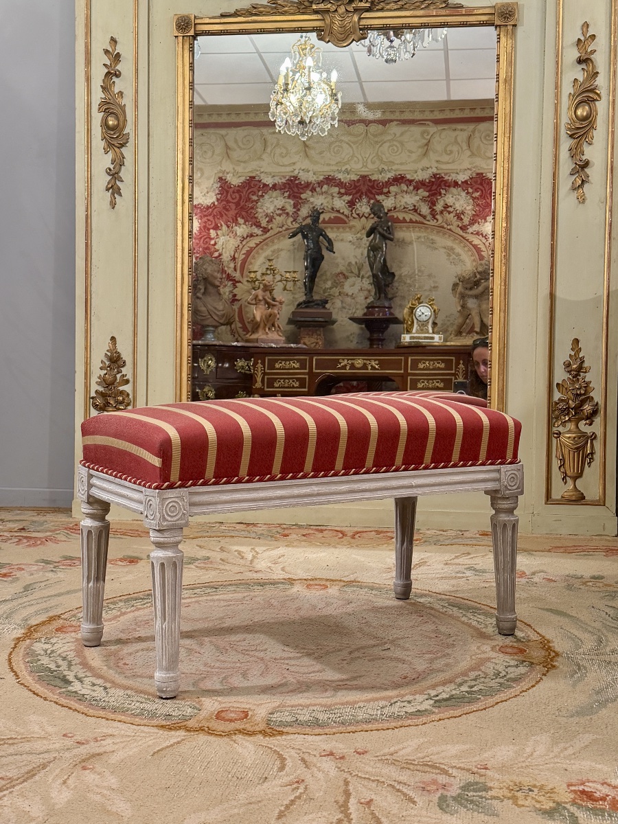 Banquette en Bois Laqué d'Epoque Louis  XVI, Vers 1780-photo-2
