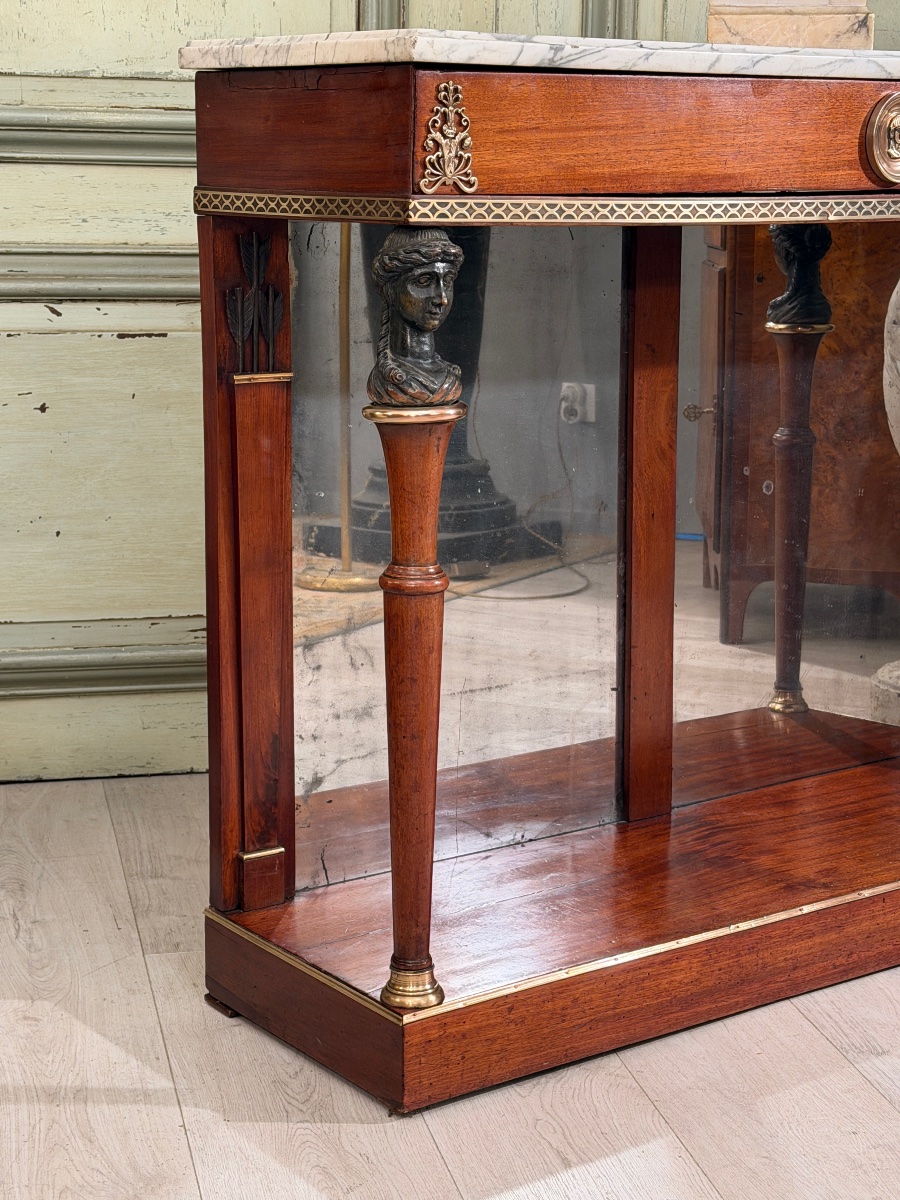 Empire-period Mahogany Console Table, "return From Egypt" Style, Circa 1810-photo-4
