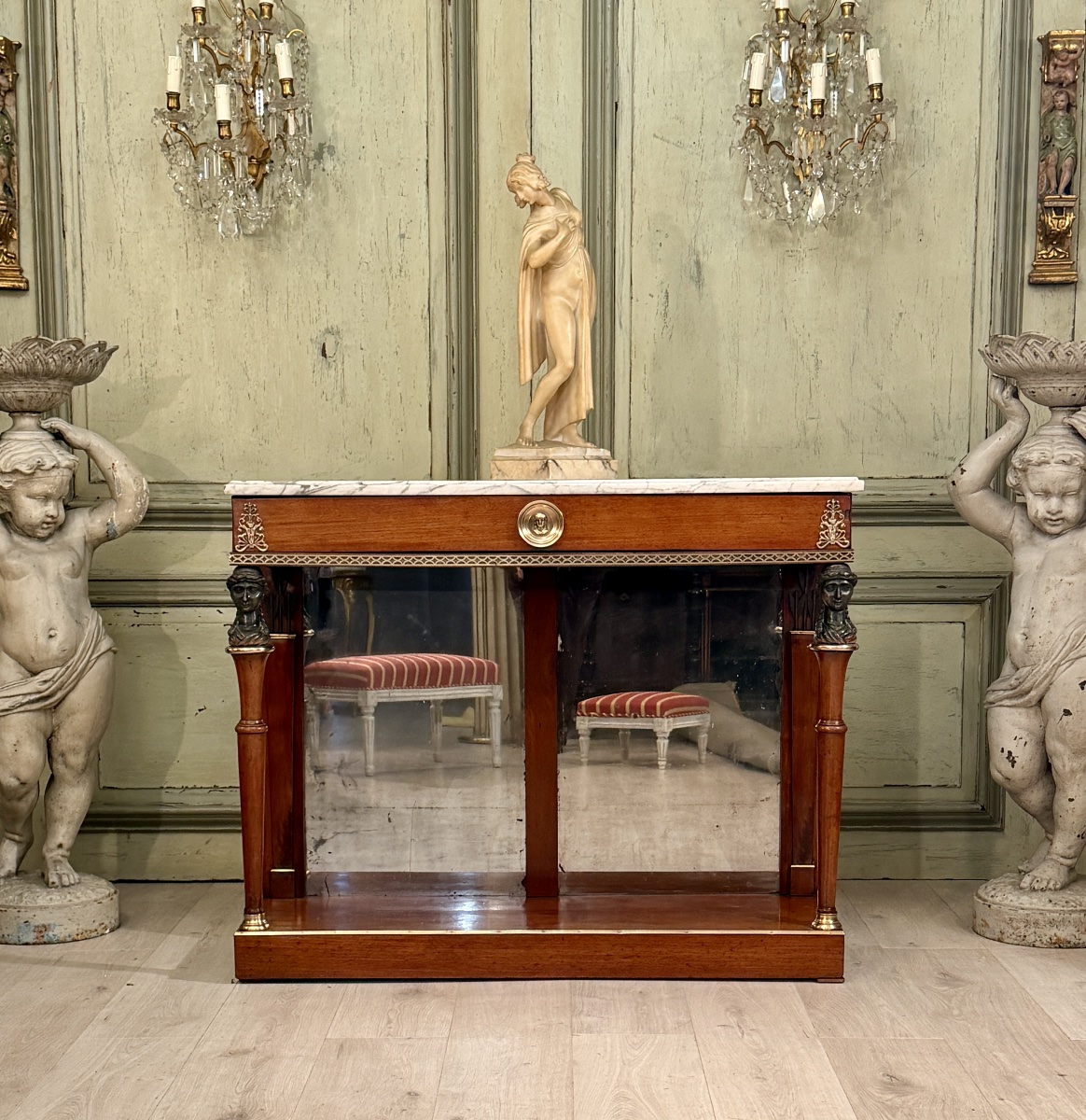 Empire-period Mahogany Console Table, "return From Egypt" Style, Circa 1810-photo-2