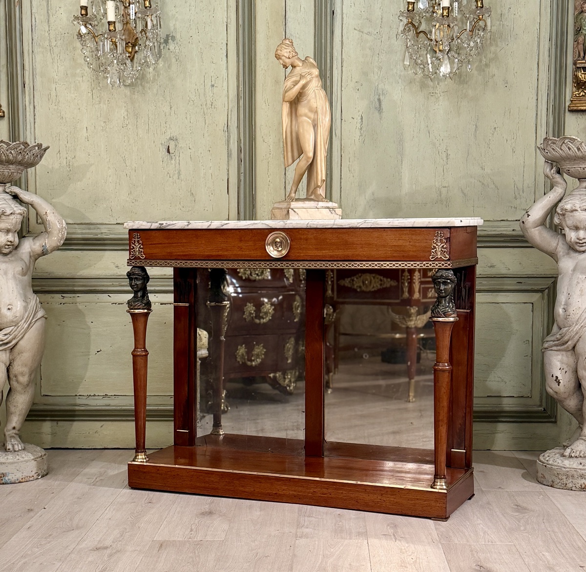 Empire-period Mahogany Console Table, "return From Egypt" Style, Circa 1810-photo-6