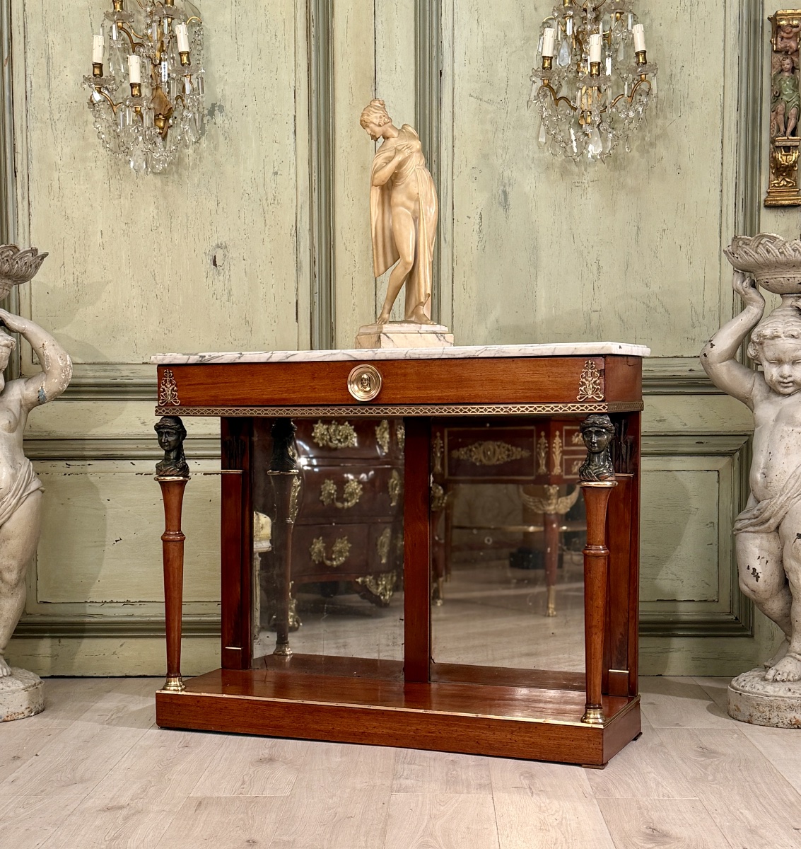 Empire-period Mahogany Console Table, "return From Egypt" Style, Circa 1810-photo-7