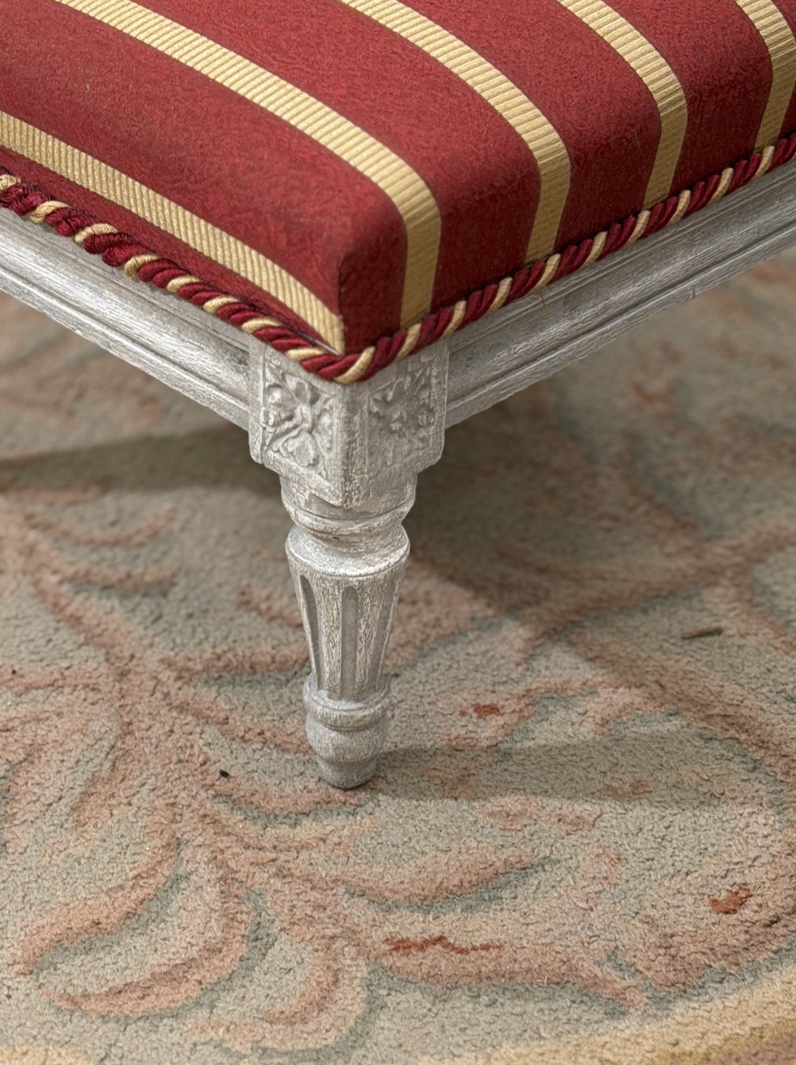 Repose Pied Tabouret en Bois Laqué d'Epoque Louis XVI, Vers 1780-photo-2