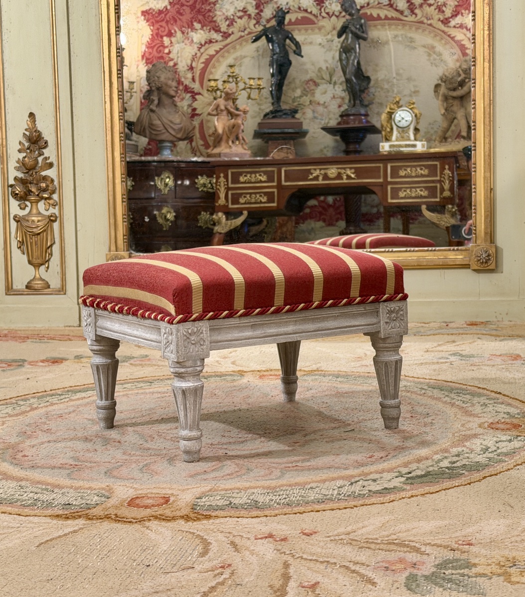 Repose Pied Tabouret en Bois Laqué d'Epoque Louis XVI, Vers 1780-photo-3
