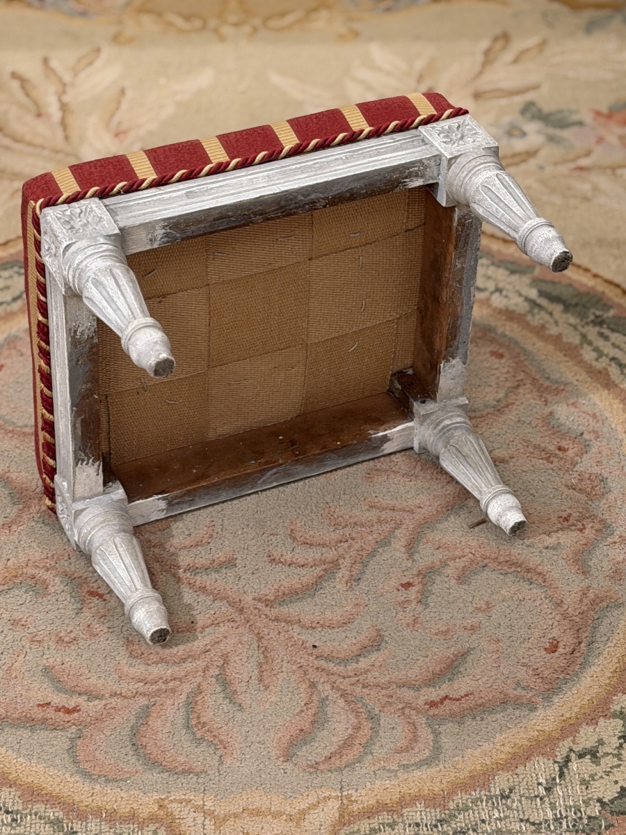 Repose Pied Tabouret en Bois Laqué d'Epoque Louis XVI, Vers 1780-photo-2