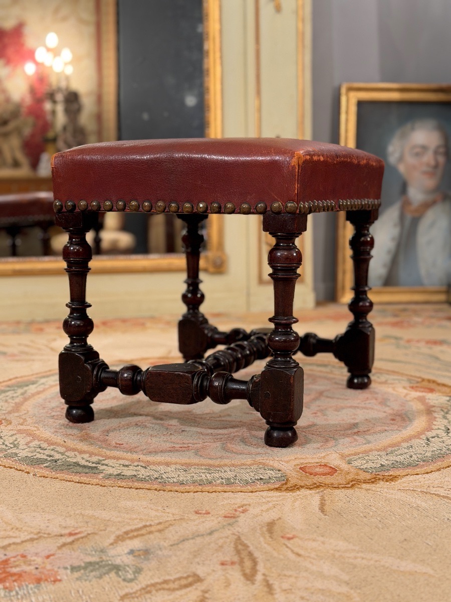 Tabouret en Noyer d'Epoque Louis XIII, XVIIème Siècle-photo-3