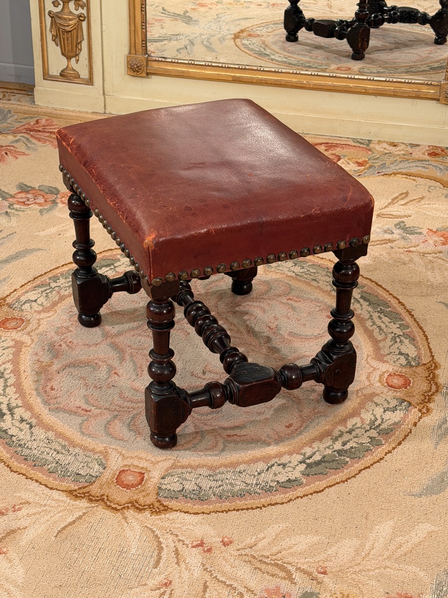 Tabouret en Noyer d'Epoque Louis XIII, XVIIème Siècle-photo-4