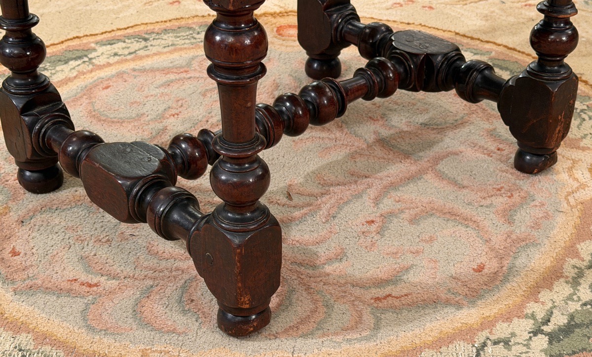 Tabouret en Noyer d'Epoque Louis XIII, XVIIème Siècle-photo-6