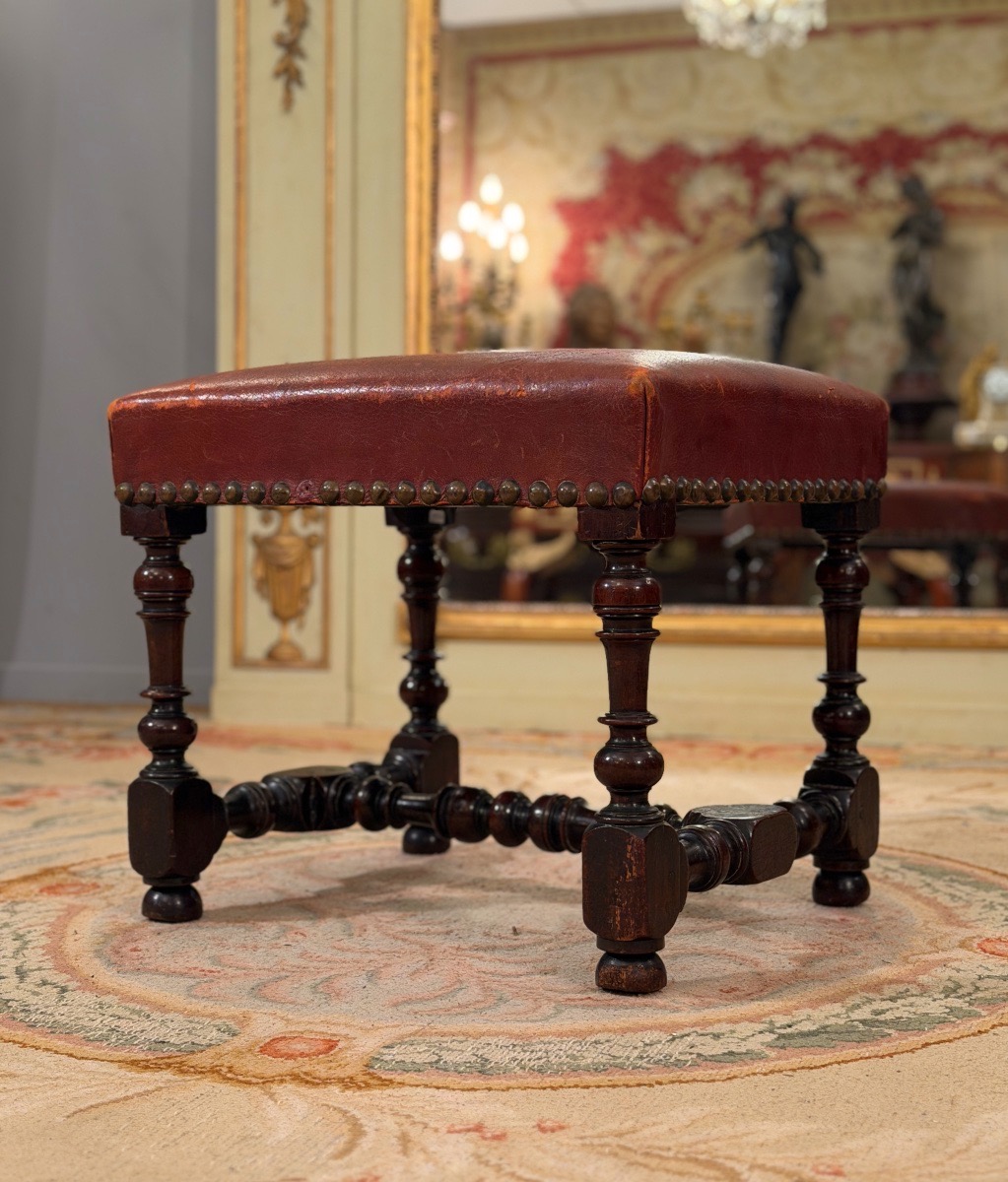 Tabouret en Noyer d'Epoque Louis XIII, XVIIème Siècle