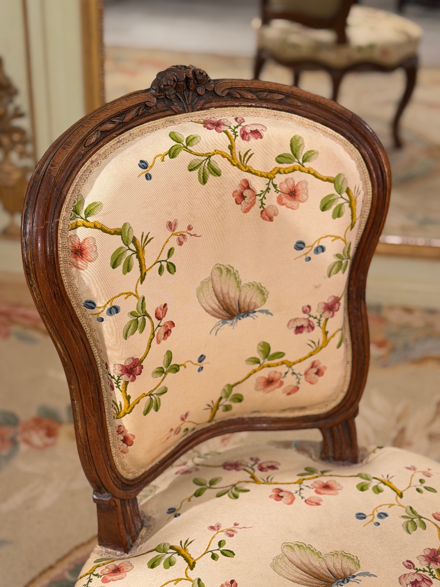 Chaise de Salon en Bois Sculpté d'Epoque Louis XV, vers 1750-photo-3