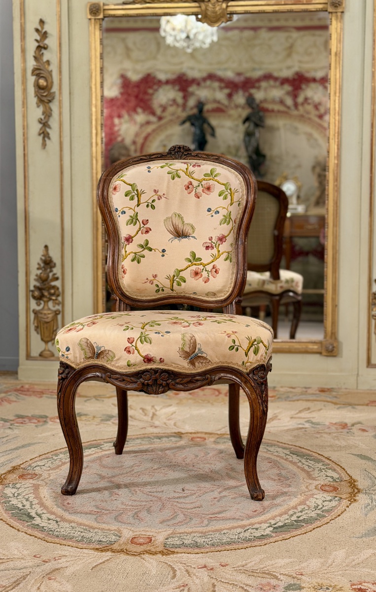 Chaise de Salon en Bois Sculpté d'Epoque Louis XV, vers 1750-photo-4