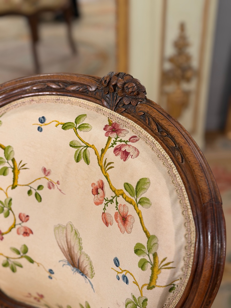 Chaise de Salon en Bois Sculpté d'Epoque Louis XV, vers 1750-photo-1