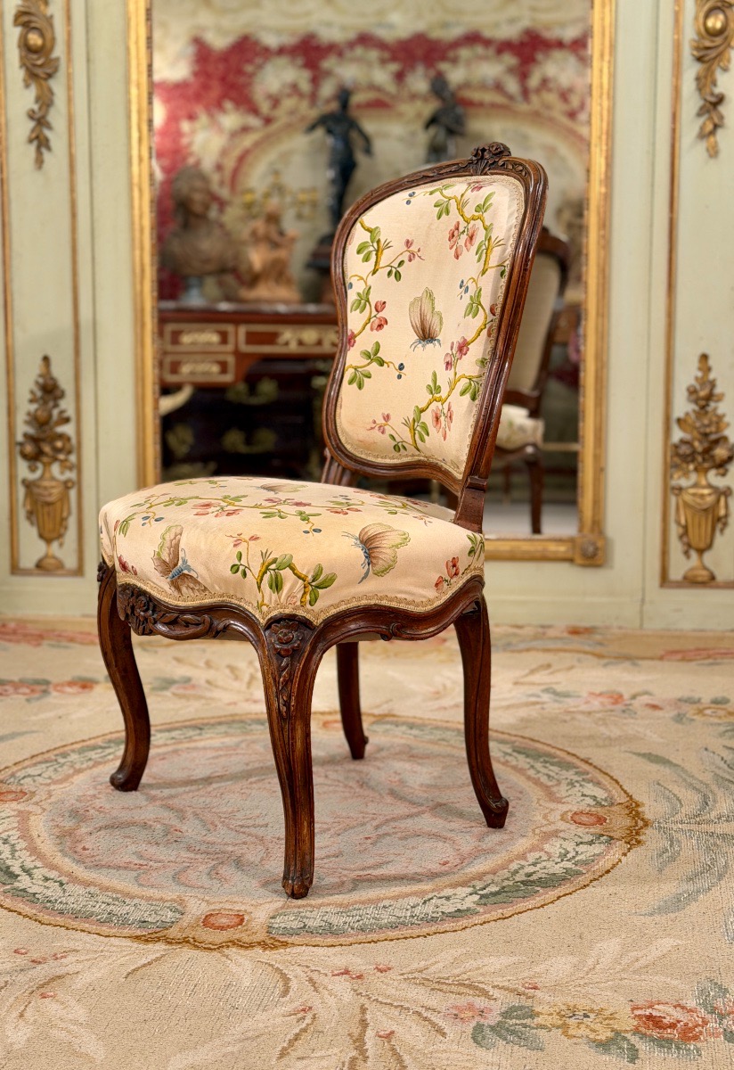 Chaise de Salon en Bois Sculpté d'Epoque Louis XV, vers 1750-photo-2